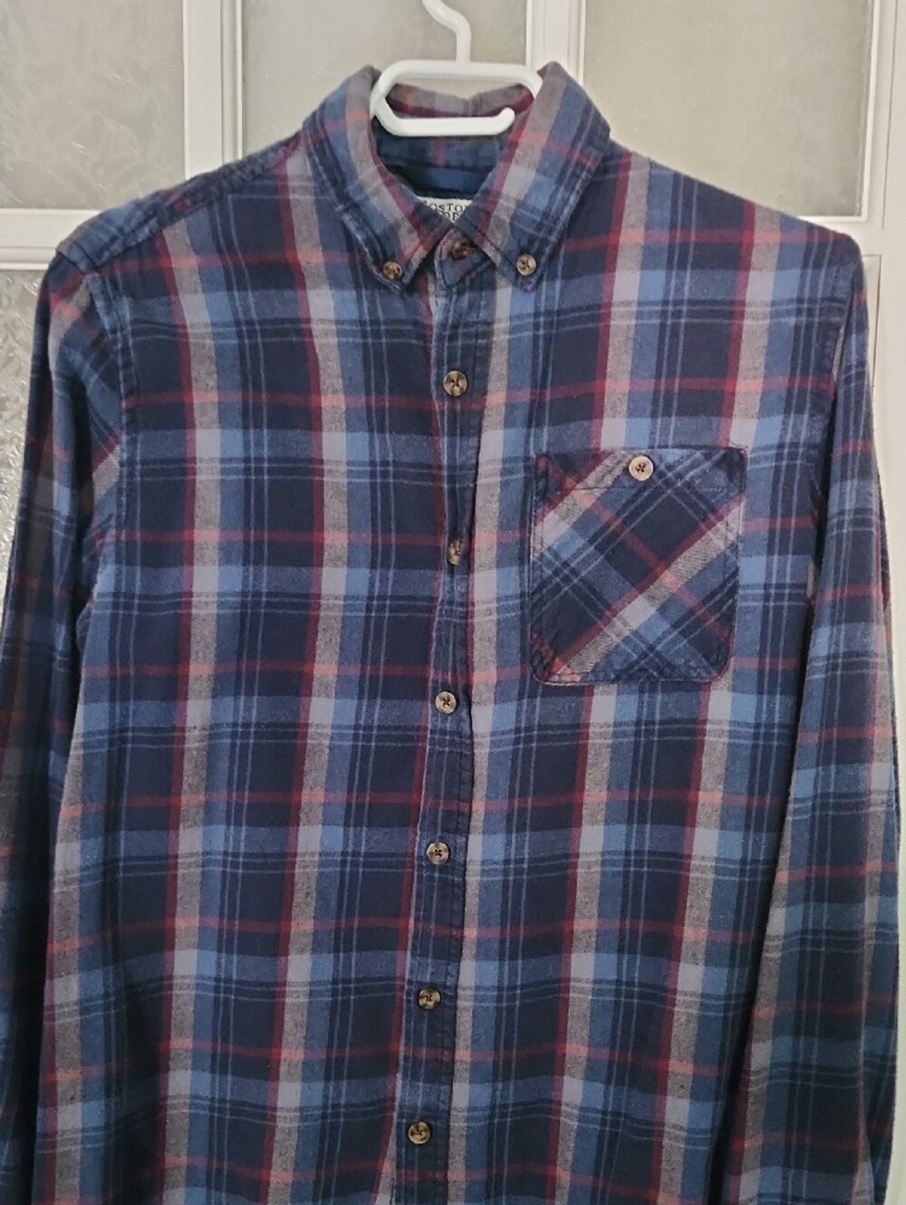 Unisex Blue Plaid Button-Down Shirt